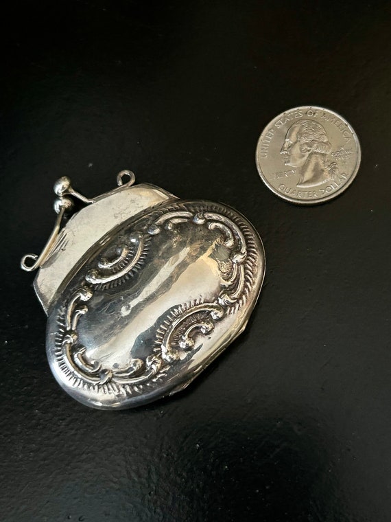 Vintage Sterling Silver Victorian Repousse Coin P… - image 2