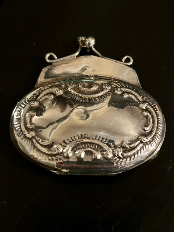 Vintage Sterling Silver Victorian Repousse Coin P… - image 1