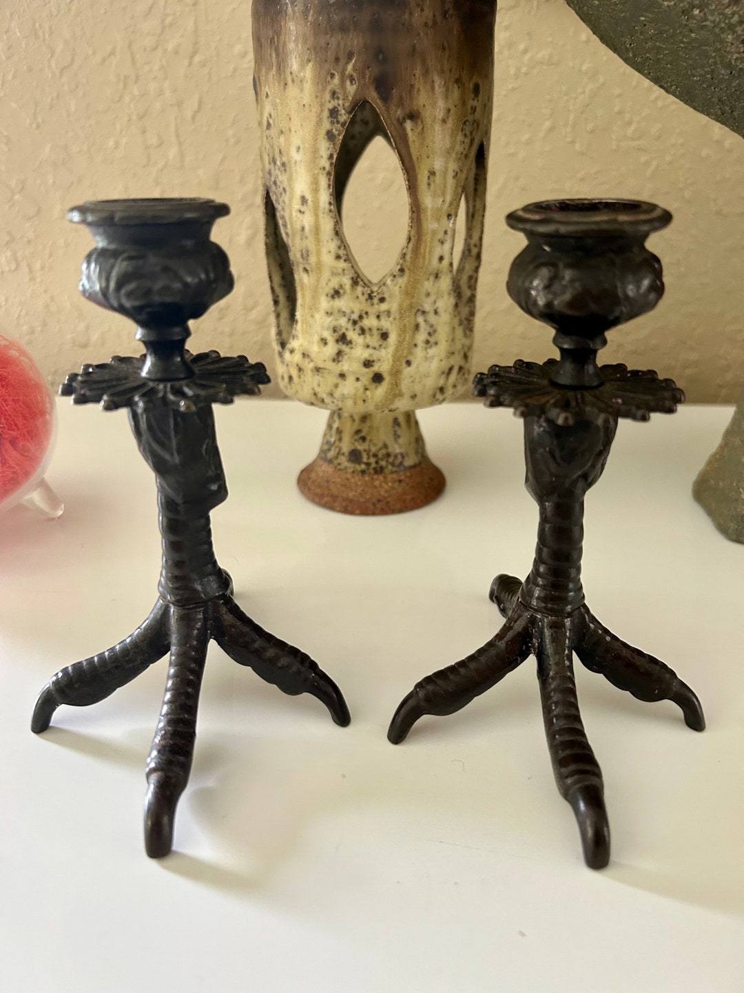 Vintage Cast Iron Clawfoot Chicken/talon Pair of Candle Stick - Etsy