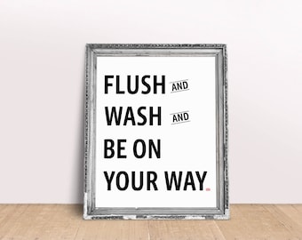 Kids Bathroom Wall Art, Kids Bathroom Wall Decor, Bathroom Rules Wall Art, Flush Wash Bathroom Art, Kid's Bathroom Decor, Childrens Bathroom