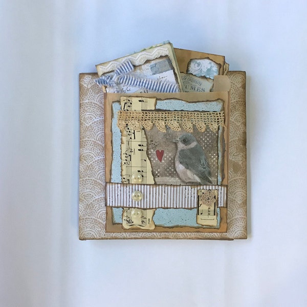 Blue Bird Altered File Folder