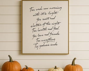 Thankful, Grateful | Inspirational Wall Art Print, Gift for Friends, Thanksgiving, Fall Art, Dining Room, Framed Canvas, Farmhouse Sign