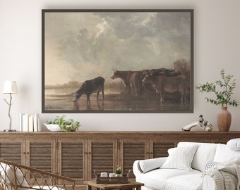 Cows by the River | Farmhouse Canvas Art | Ranch Wall Art | Farmhouse Sign