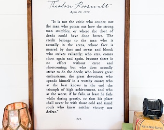 Theodore Roosevelt Quote Canvas | Father's Day Gift | Man in the Arena | Home Office Decor | Modern Farmhouse