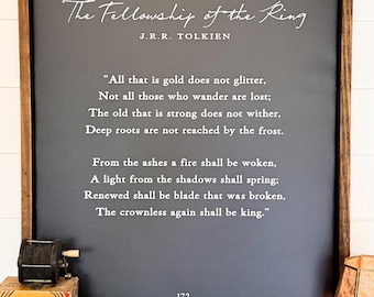 The Fellowship of the Ring Canvas Print | Tolkien Book Page | Father's Day Gift | Home Office Decor | Modern Farmhouse
