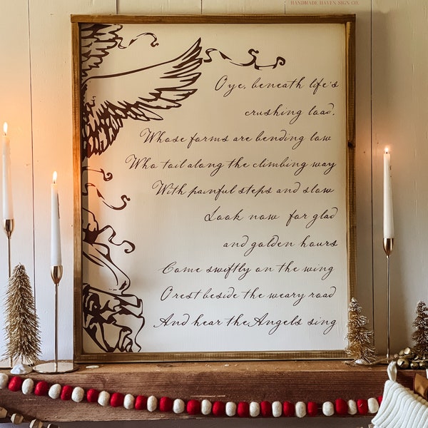 Angels Sing | Neutral | Large Holiday Sign | Modern Farmhouse | Christmas Sign | Copper Paint