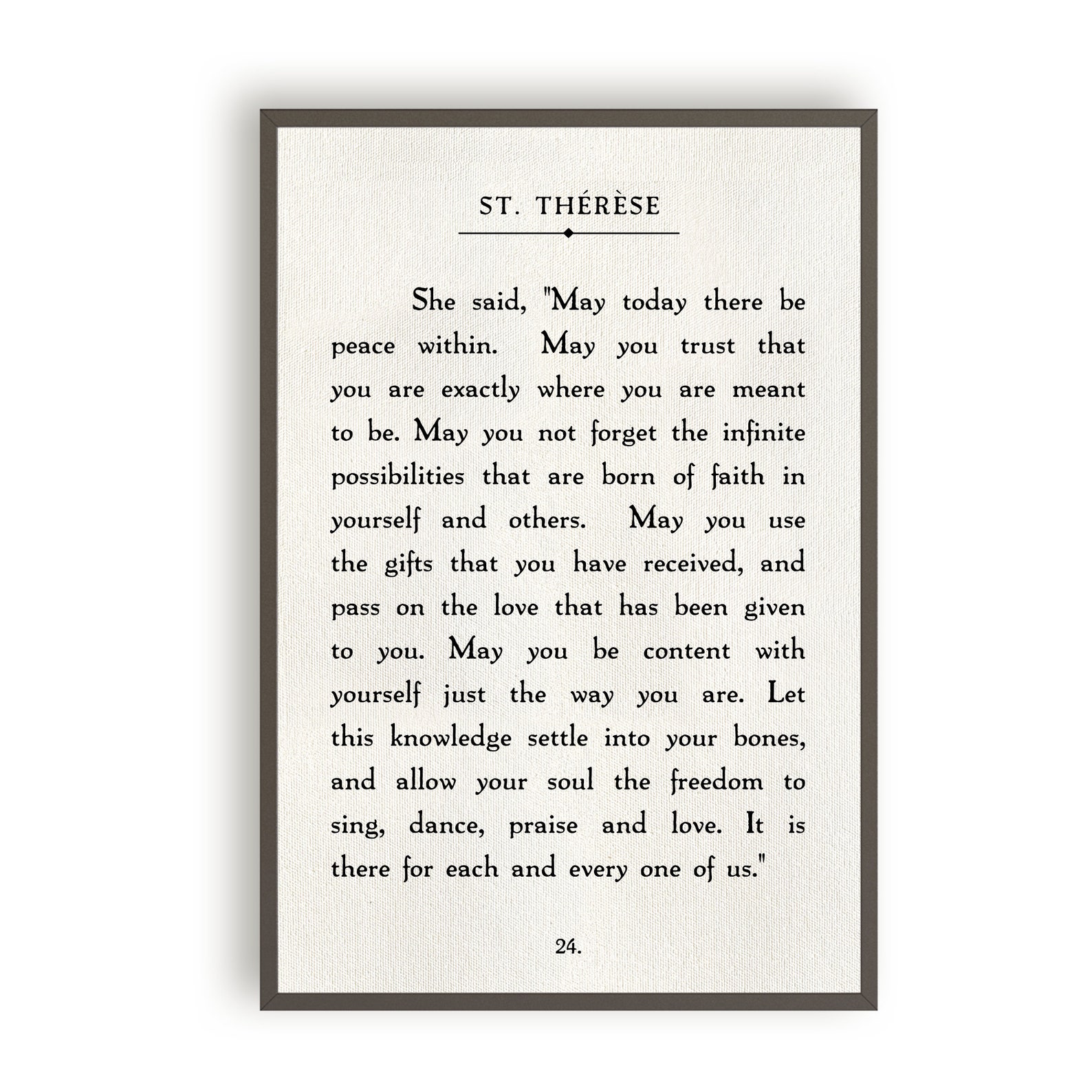 St. Therese Book Page Quote May Today There Be Peace Within Etsy