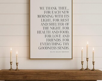 We Thank Thee | Ralph Waldo Emerson | Thanksgiving Wall Art | Framed Canvas | Fall Decor