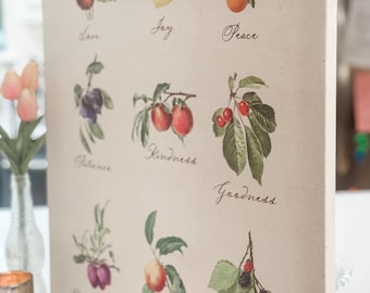 Fruit of the Spirit | Vintage Fruit Canvas | Kitchen Decor | Housewarming Gift | Farmhouse | Antique | Bible Art | Religious