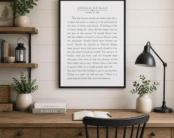Ronald Reagan Speech | Presidential Quote | Framed Canvas | Book Page Style | Book Collections Art Print