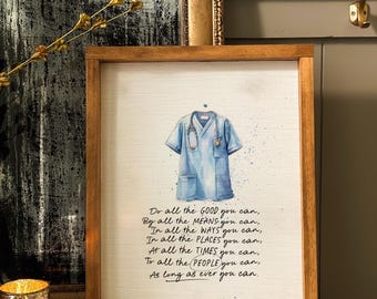 Nurse Watercolor | Graduation Gift | Nursing School | Healthcare Worker | First Responder |