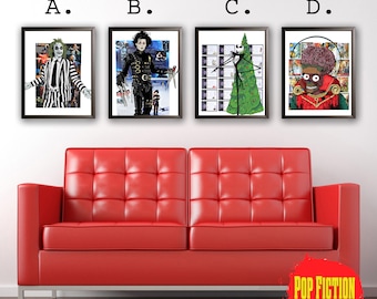 Tim Burton Mars Attacks, Edward Scissorhands, Jack Skellington, Beetlejuice, Books, original artworks, canvas