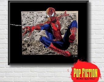 Spider-Man 2002, Tobey Maguire, Marvel, Original Artwork Canvas & Prints. Comics, Book, Collectible. Digital Mix-Media Art. Pop Culture.