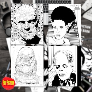 Monsters Universal Studios, the Bride of Frankenstein The Creature from the Black Lagoon The Mummy The Phantom of the Opera Coloring book
