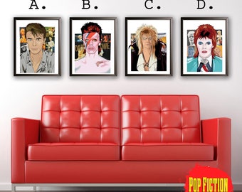 David Bowie Original Artwork Canvas & Prints. Albums, Book, Collectible. Digital Mix-Media Art. Pop Culture.