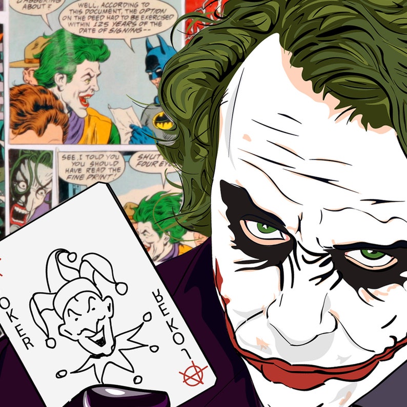 Joker Heath Ledger Original Artwork. Comics Book Etsy Canada
