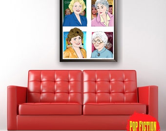 Golden Girls, Original Artwork Canvas & Prints. Comics, Book, Collectible. Digital Mix-Media Art. Pop Culture.