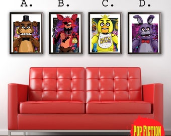 Five Night at Freddy&#39;s,video games,Foxy,Chica,Bonnie,Art,Canvas,Mix-Media,Colour,Digital Prints, illustrator