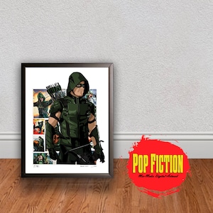 ウォール アート DC グリーン アロー プリントまたはオリジナル キャンバス オリジナル アートワーク。コミック、本、コレクター向け。デジタル ミックス メディア アート。ポップ カルチャー。