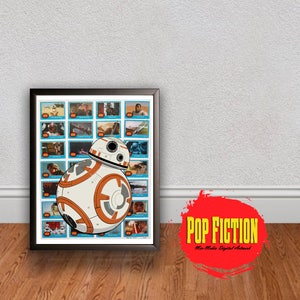 スターウォーズ BB8 フォースの覚醒 オリジナルアートワーク キャンバス＆プリント、コレクターアイテム。デジタルミックスメディアアート。ポップカルチャー。トレーディングカード