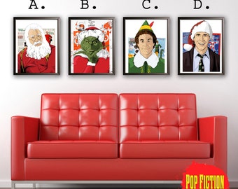 Christmas And Holiday Art. Elf, Santa, Clark Griswold, Books, original artworks, canvas