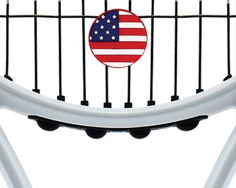 United States Flag Tennis Racquet Vibration Dampeners - USA Flag Shock Absorber Round (2-Pack)