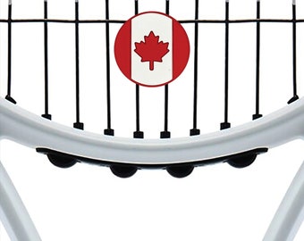 Canada Flag Tennis Racquet Vibration Dampeners - Canadian Flag Shock Absorber Round (2-Pack)