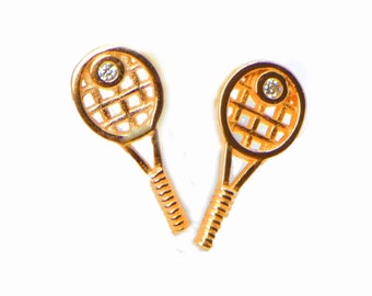 Tennis Racquet Earrings - Gold