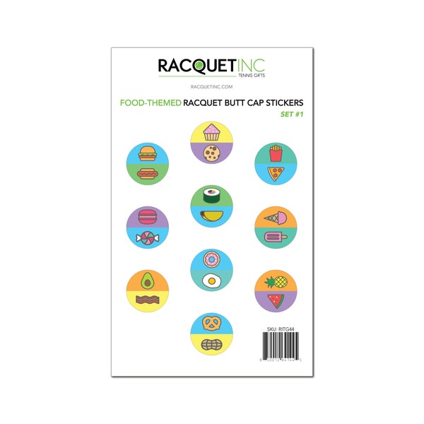 Food-Themed Racquet Butt Cap Stickers (10-Pack)