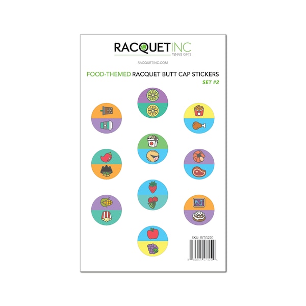 Food-Themed Racquet Butt Cap Stickers (10-Pack) Set #2