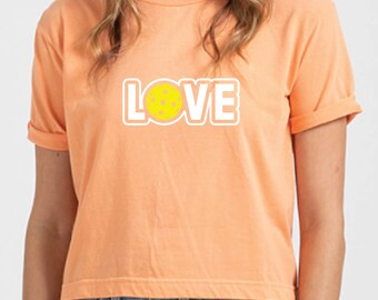 Cute Pickleball T-Shirt - LOVE Pickleball - Heather Canteloupe