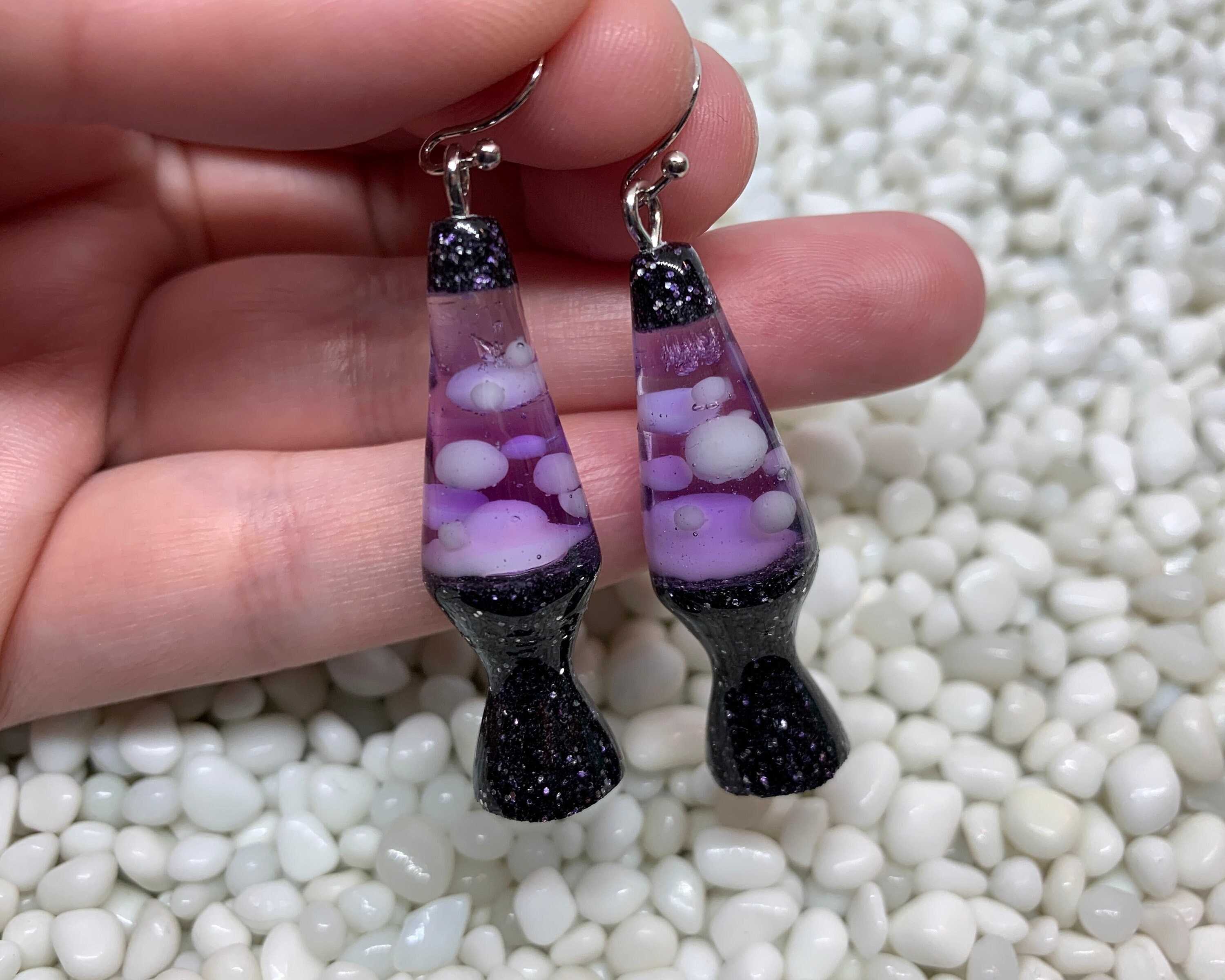 Purple Onyx Lava Lamp Earrings Etsy UK