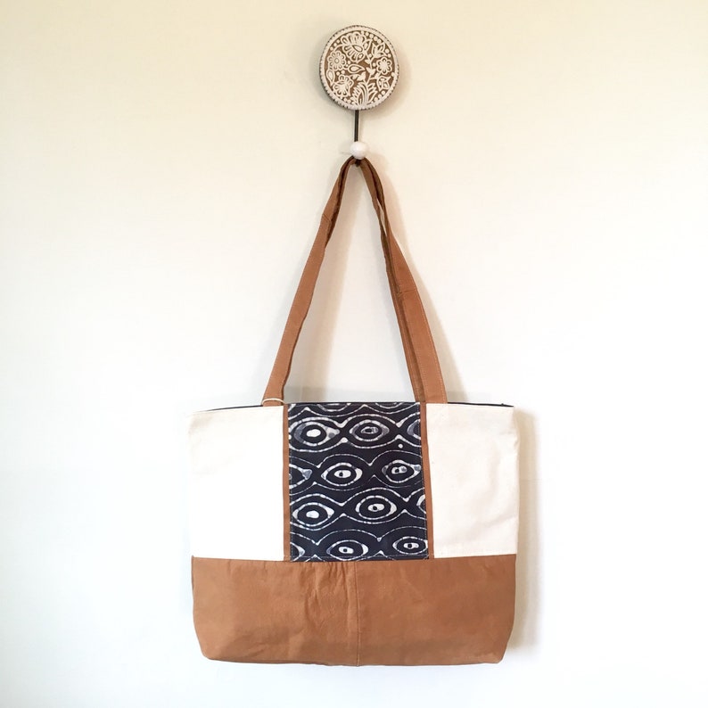 Sri Totebag Batik Bag Work Tote Lightweight Tote Leather Tote Travel Tote Work Bag Canvas Bag Large Purse Repurposed Leather Bag,