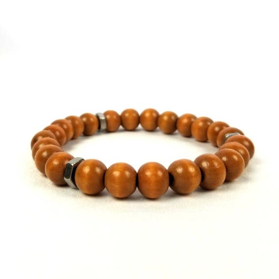 Braccaletto Con Perle D Legno E Corda D Luno E Cuoo | Mens Bracelet - Foto 10