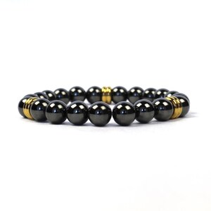 Hematite & Gold Bead Bracelet for Men, Gifts for Dad Christmas Gifts for Men Birthday Gifts Debonair Gifts for Men Jewelry Gifts for Guys