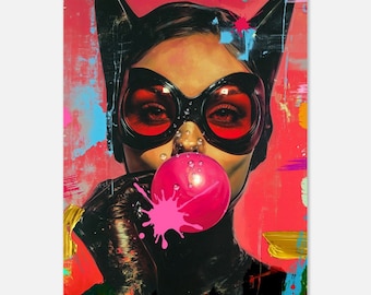 Cat Woman Print, Selina Kyle, Modern Pop Art Print, BoHo Classic Semi-Glossy Paper Poster