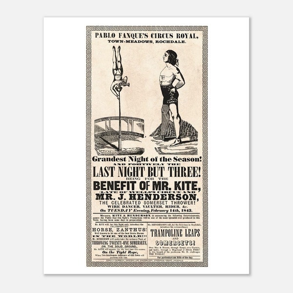 Poster „Mr. Kite“ von John Lennons Beatles, präzise Reproduktion, Einheitsgröße, Originalmaße