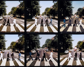 The Beatles, sesión de fotos de Abbey Road, 1969. Impresión coloreada y mejorada digitalmente.