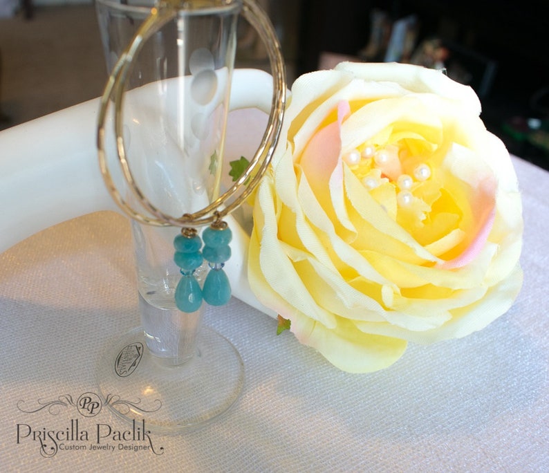 BOHO 3 Aquamarine Hoop Earrings