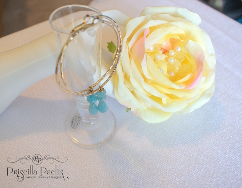 BOHO 3 Aquamarine Hoop Earrings