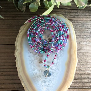 Berry Punch Charmed Tie On Waist Beads -Handgemaakt -Buikketting - Body Jewelry - Roze, Paars, Blauw