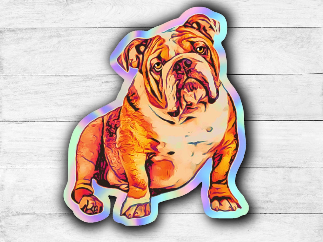 English Bulldog Holographic Sticker - Etsy