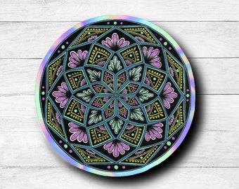 Mandala Floral Holographic Sticker