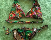Vintage Medium Figuerettes 60s-70s Flower Power 2 Piece Bikini
