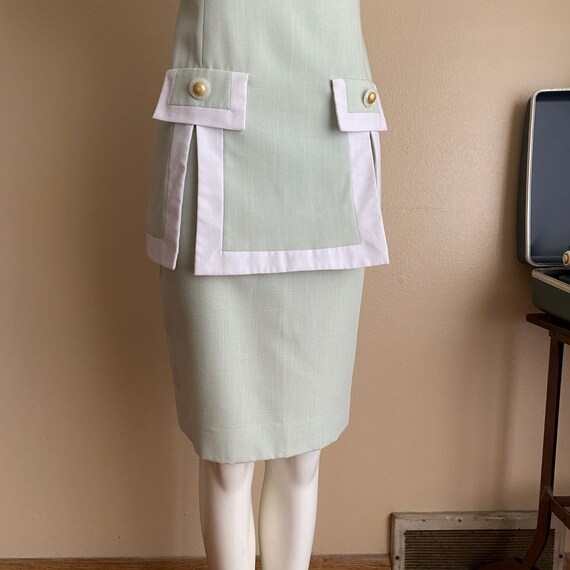 Vintage 80s Leslie Fay Size 10 Mint Green Suit Dr… - image 3