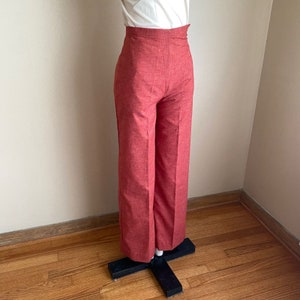 VTG Women&#39;s Pants Size 2 / XS Super High Waist Flat Creased Wide Leg Coral Woven