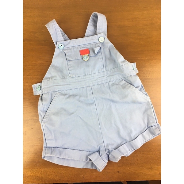 VTG 80s Babycrest Baby Blue Overall Shorts 18 Months Summer Unisex Cotton Easter