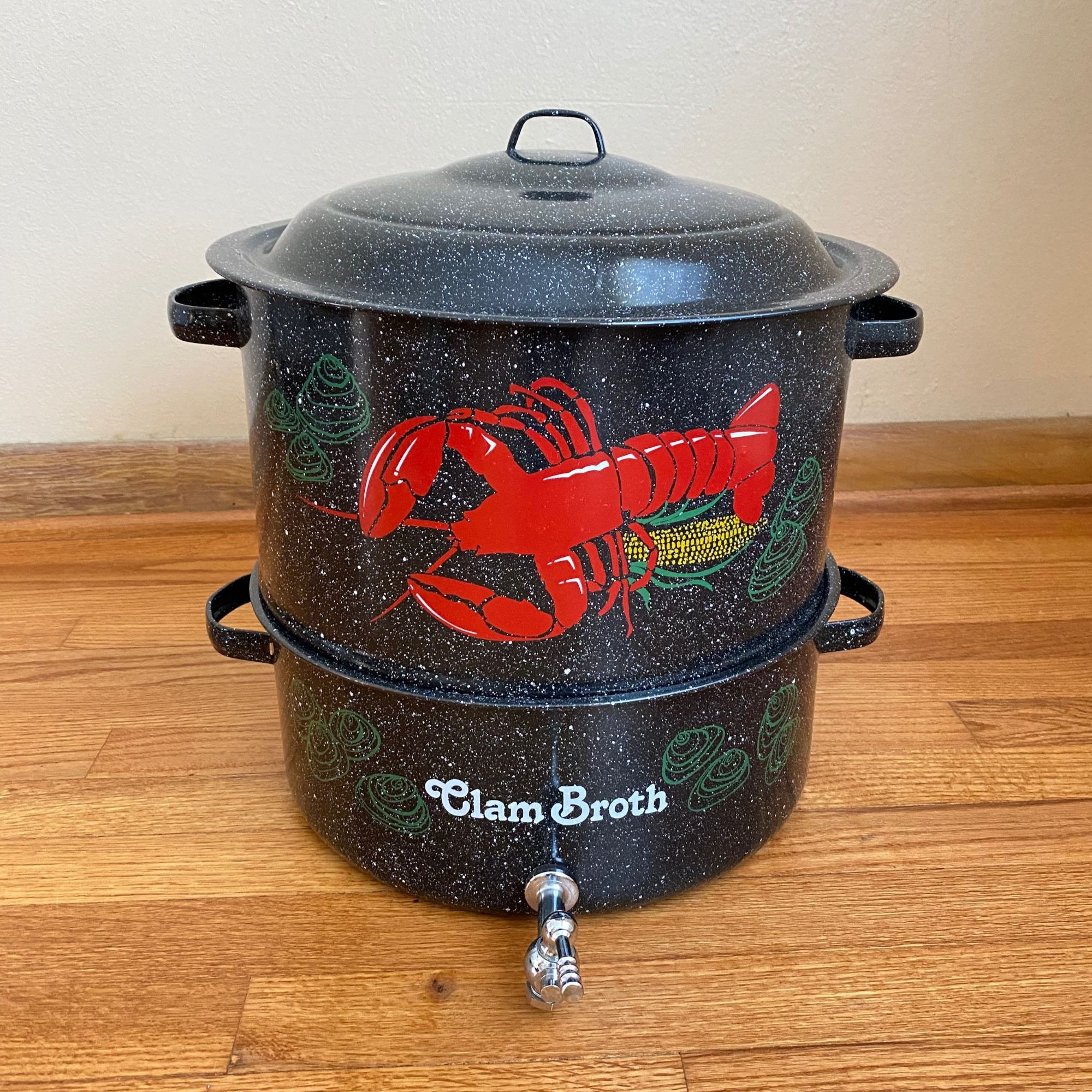 Vintage, Kitchen, Granite Ware Clam And Lobster Steamer Pot