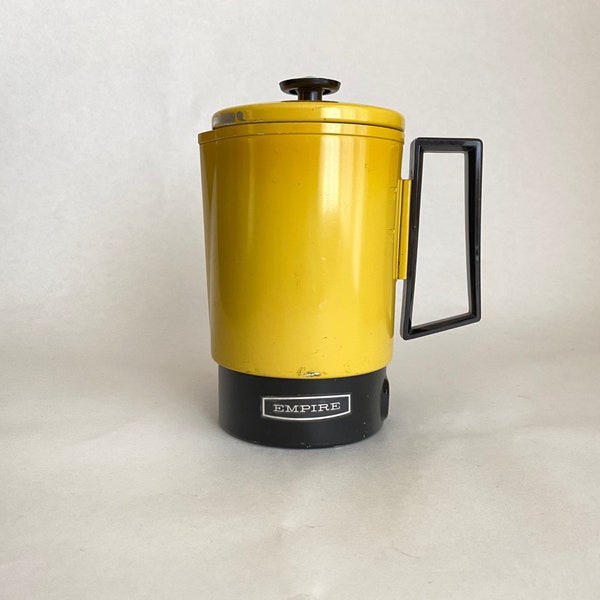 Vintage Empire Yellow Electric Metal 4 Cup Coffee Percolator For Parts or Decor