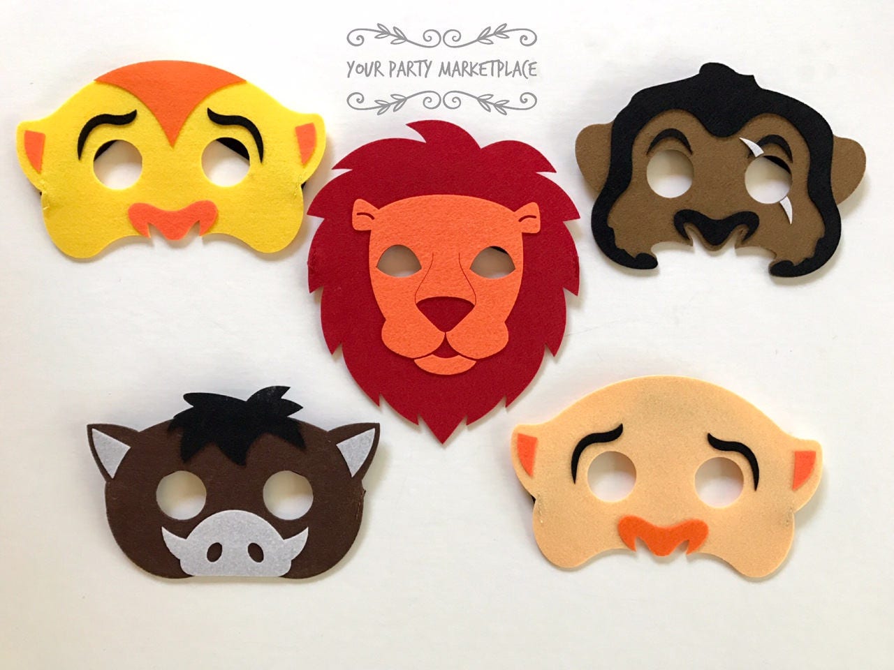 LOT de 5 masques de fête Roi Lion Roi Lion masques de Lion | Etsy